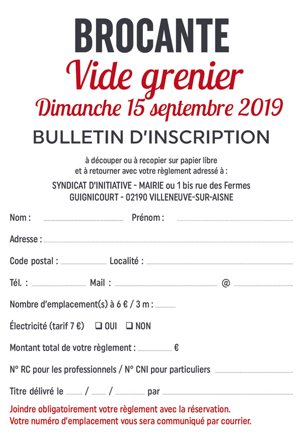 AGENDA BROCANTE/VIDE GRENIERS